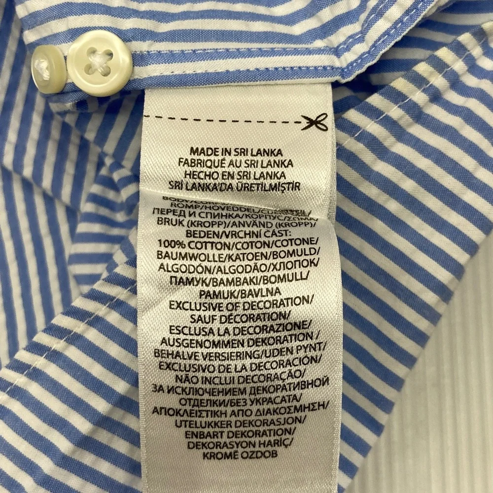 Polo Ralph Lauren Blue & White Seersucker Short Sleeve Button Down Shirt S382